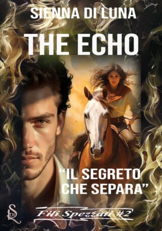 Copertina The Echo. Primo piano parziale del volto di Reese sulla sinistra, sfondo con Savannah al galoppo su un cavallo nel ranch